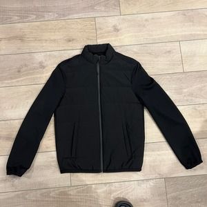 Zara Athletic Bomber Jacket Black Men's Small Long Sleeve Full Zip Mock Neck